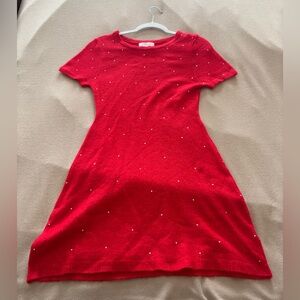 Kelsis from Ruby&Jenna 
Red Sweater Mini Dress with Silver Studs